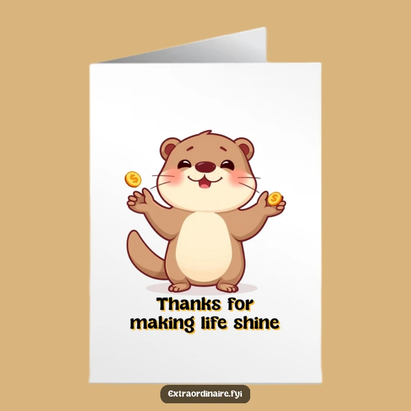 Free Printable Thank You Card: Otter Gold Humor Downloadable