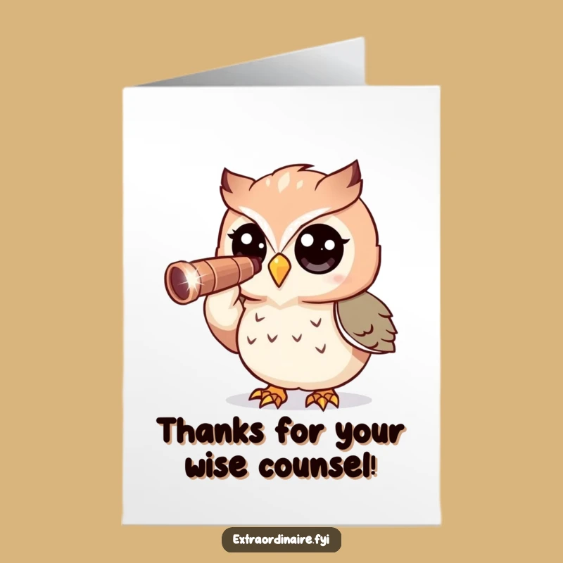 Free Printable Thank You Card: Owl's Grateful Gaze - Funny Downloadable!