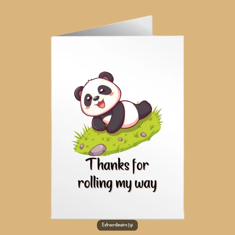 Free Printable Thank You Card: Playful Panda Rolling Funny Downloadable Thanks