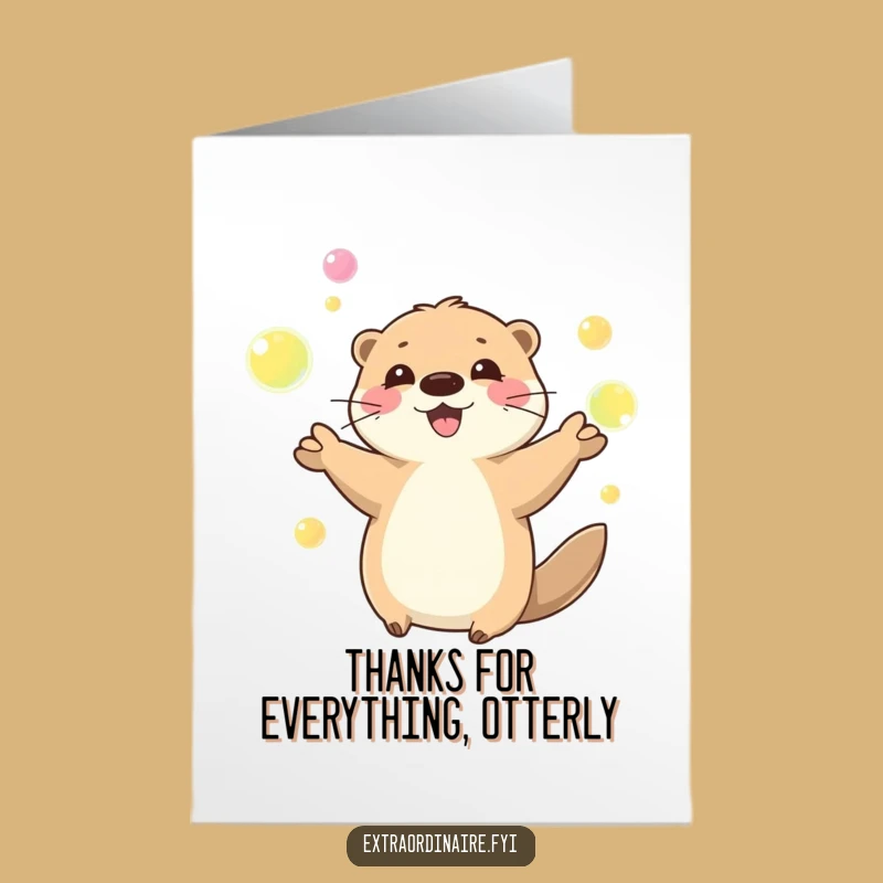 Otter Thank You Card Free Printable: Juggling Gratitude Downloadable Appreciation Gift