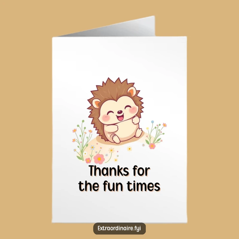 Sweet Free Printable Thank You Card: Hedgehog's Grateful Roll - Funny Downloadable Gift!