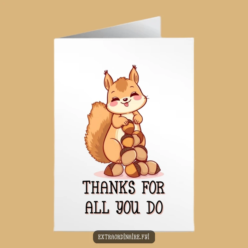 Free Printable Thank You Card: Grateful Squirrel Acorns, Funny Downloadable for Abundance