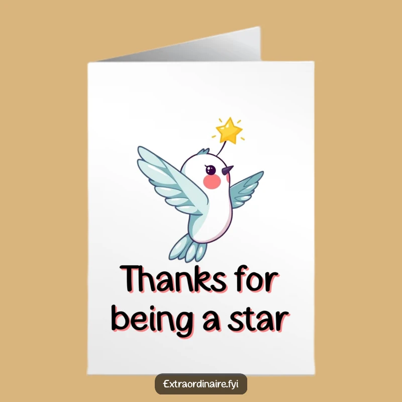 Hummingbird Thank You Card Free Printable: Star Flight Downloadable Gratitude Gift