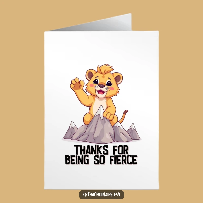 Free Printable Lion Cub Thank You Card - Grateful & Funny Downloadable Gift