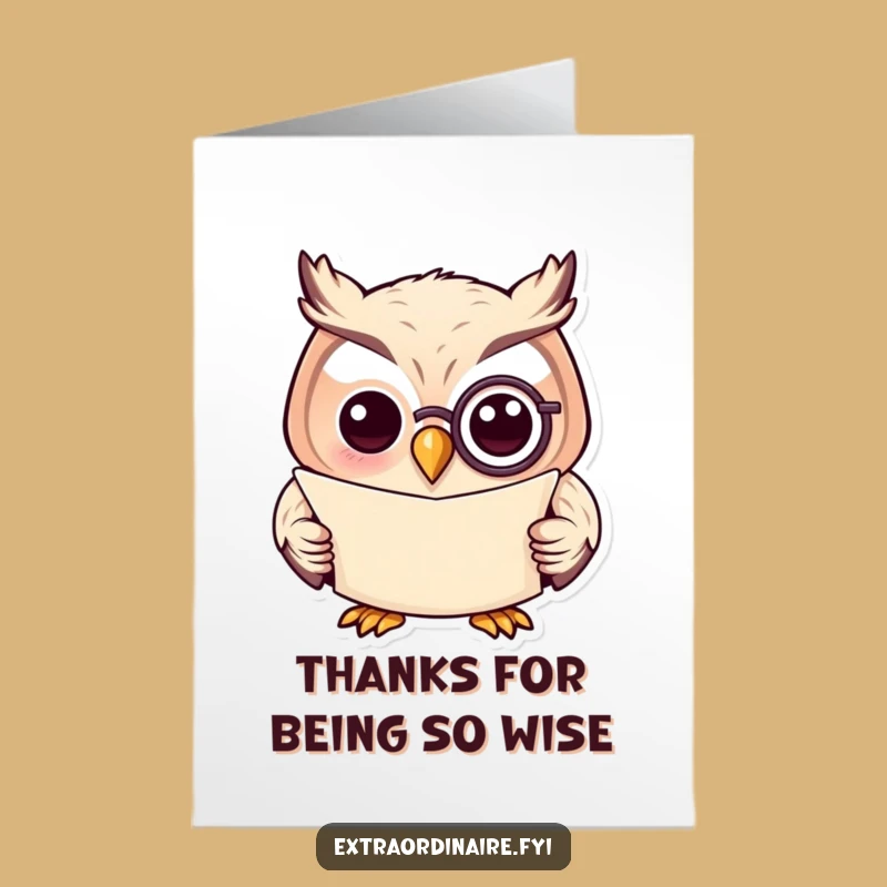 Free Printable Thank You Card: Wise Owl, Funny Downloadable for Thoughtful Gratitude
