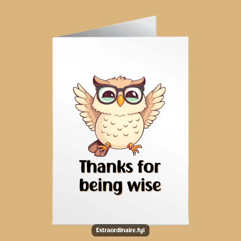 Free Printable Thank You Card: Owl Mismatched Wings Humor Downloadable