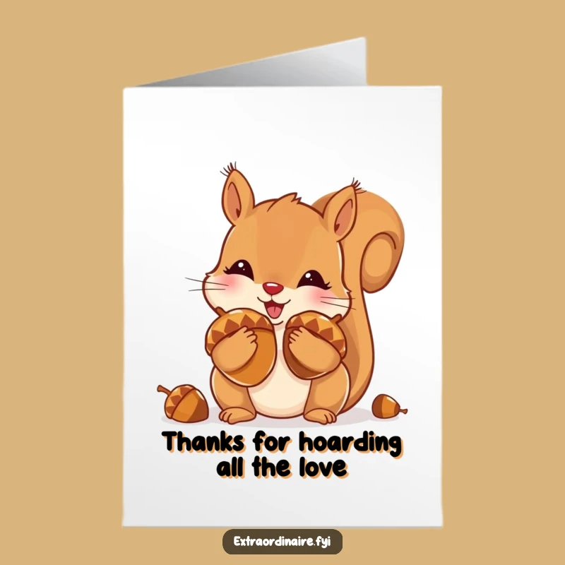 Free Printable Thank You Card: Squirrel Acorns Funny Downloadable Gift