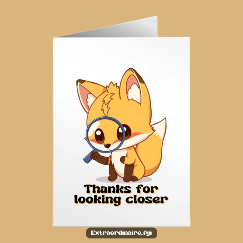 Free Printable Thank You Card: Fox Seeks Gratitude, Funny Downloadable Gift