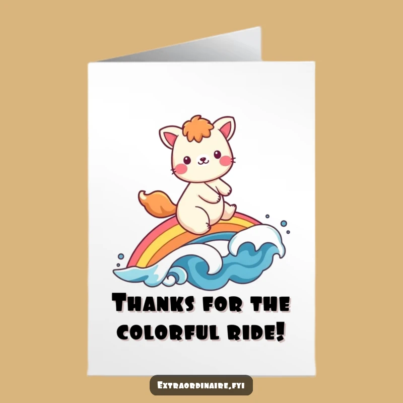 Free Printable Thank You Card: Rainbow Animal Wave - Express Gratitude Cheerfully!