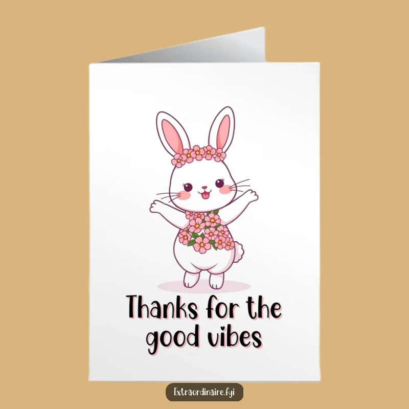 Free Printable Thank You Card: Grateful Rabbit Dances, Sweet Downloadable Gift