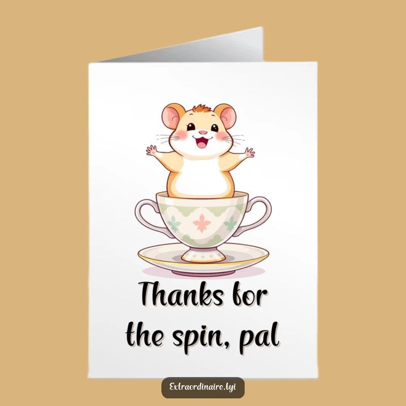 Free Printable Thank You Card: Hamster's Teacup Ride Funny Downloadable Gift