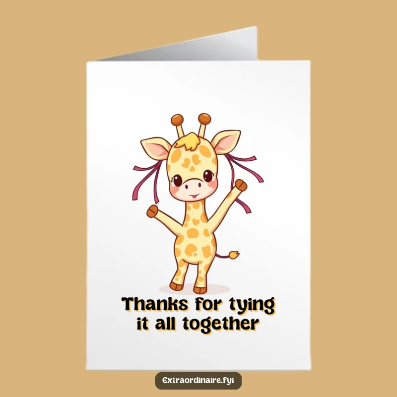 Free Printable Thank You Card: Giraffe Dance Gratitude, Sweet Downloadable Gift