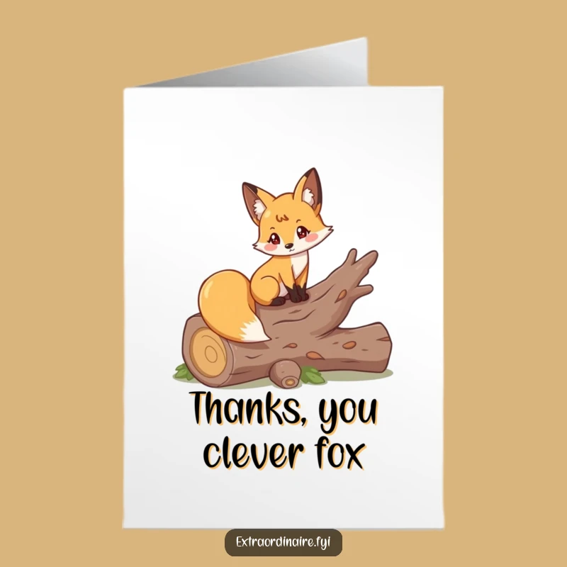Free Printable Fox Thank You Card: Funny Elegant Woodland Gratitude Downloadable