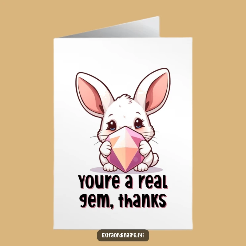 Free Printable Curious Rabbit Gem Funny Thank You Card - Downloadable DIY Gift
