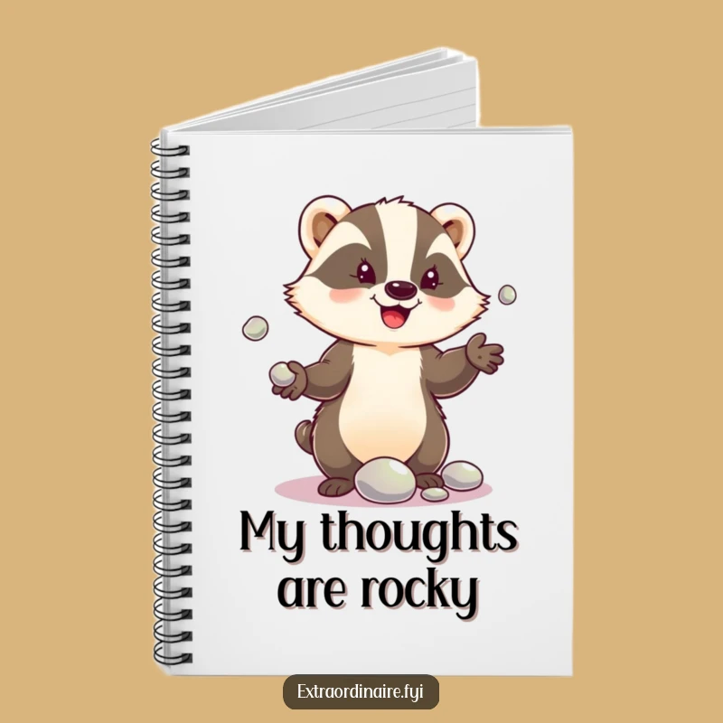 Funny Badger Pebble Juggle Notebook: Jot Down Ideas with Delighted Flair!