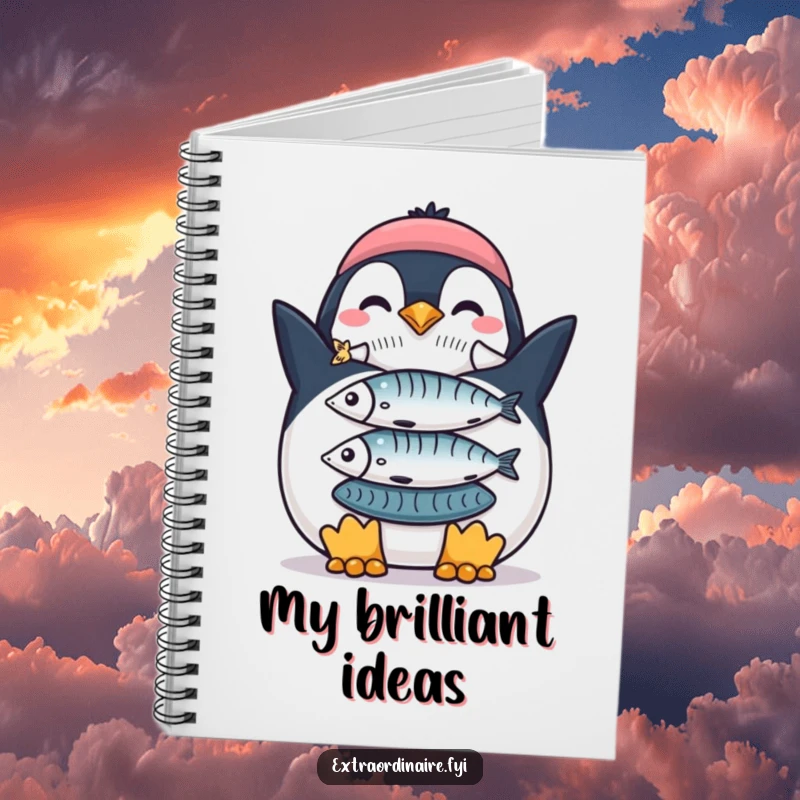 Funny Penguin Fish Stack Notebook: A proud penguin with a stack of fish, inspiring funny notes on success.