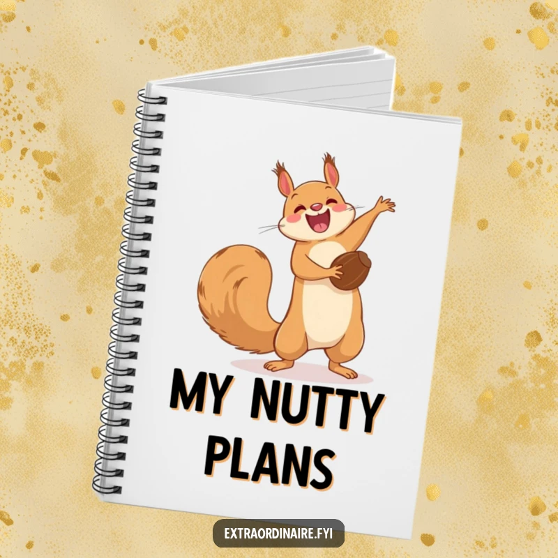 Funny Squirrel Flip Notebook: A joyful squirrel doing a funny acrobatic flip with a nut, inspiring creative notes.