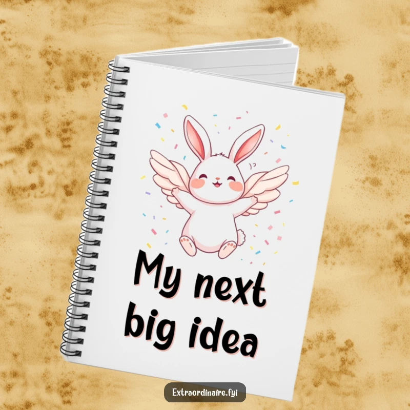 Funny Winged Rabbit Notebook: A joyful rabbit with wings takes flight over a confetti shower, ready for your notes and thoughts.