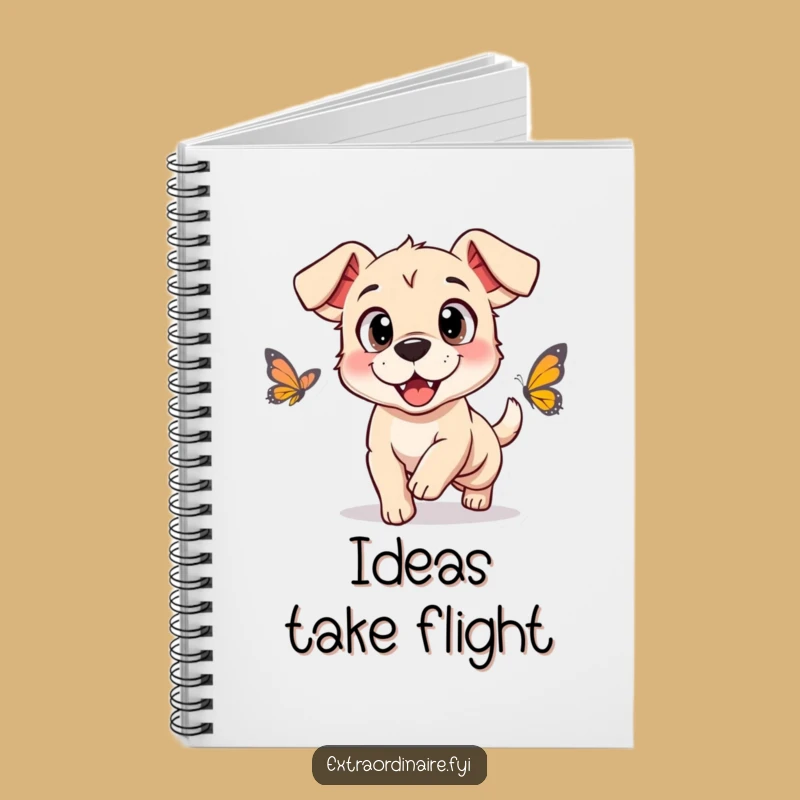 Funny Dog Butterfly Chase Notebook: Jot Down Ideas with Playful Pet Art