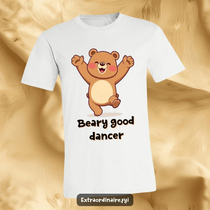A funny bear doing cartwheels with an expression of pure elation on a soft and comfortable graphic t-shirt.