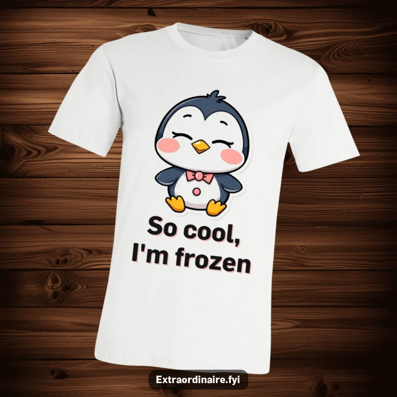 Funny Penguin T-Shirt: A sophisticated penguin in a tuxedo gives a charming wink, exuding confidence and style. A hilarious shirt for humor enthusiasts.