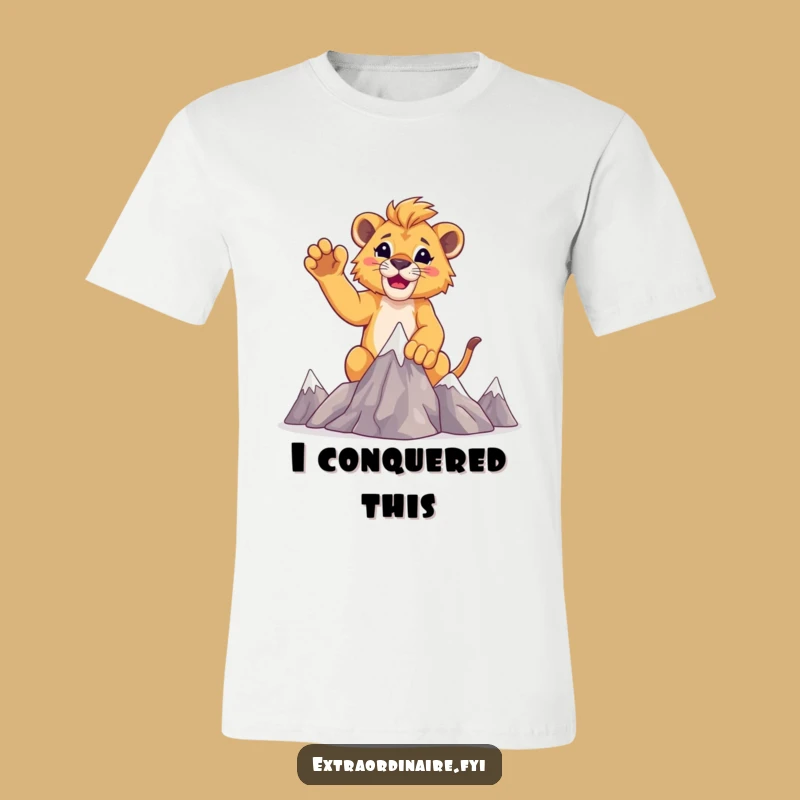 Funny Lion Cub Climber T-Shirt: Hilarious Achievement for Little Heroes