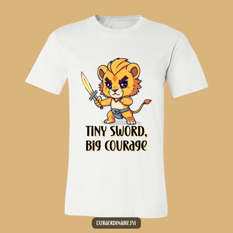 Funny Lion Cub T-Shirt: Mighty Warrior Graphic Tee for Brave Souls