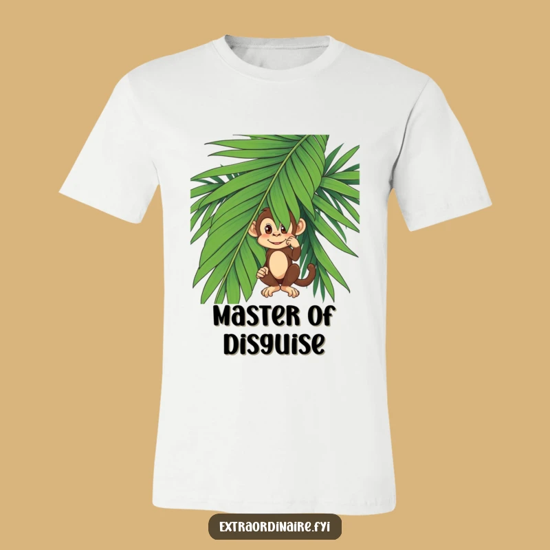 Funny Monkey T-Shirt - Invisible Primate Palm Leaf Graphic Tee Gift