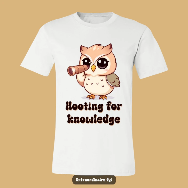Funny Owl T-Shirt: Curious Explorer with Telescope - Hilarious Gift