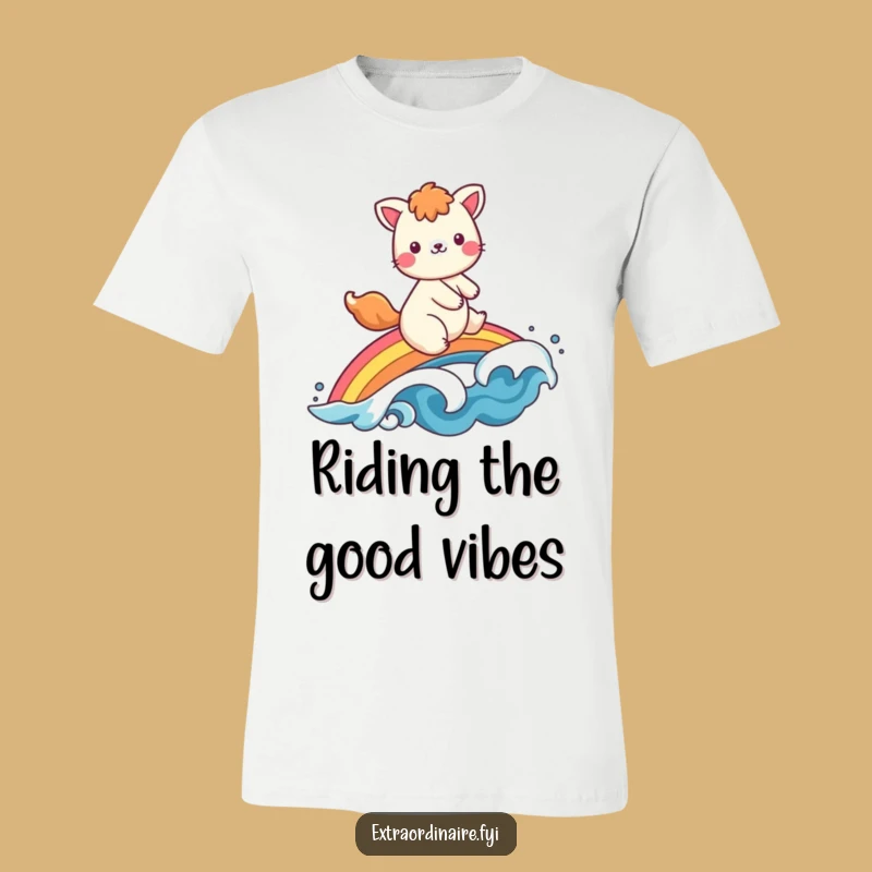 Funny Rainbow Animal Wave T-Shirt - Cheerful Character Apparel for Joyful Vibes