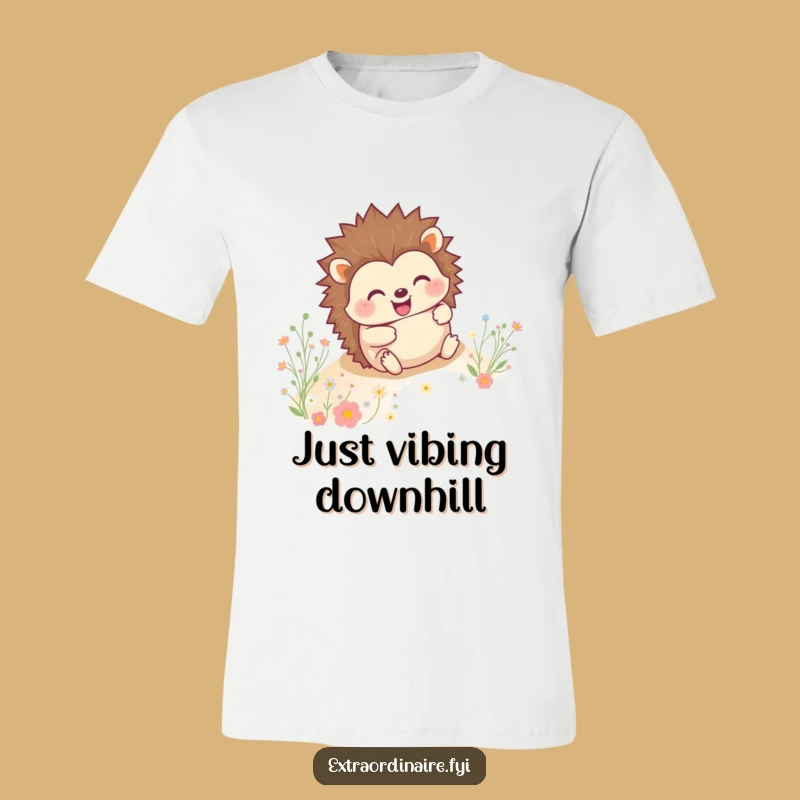 Funny Hedgehog T-Shirt - Joyful Rolling Critter Flower Graphic Tee Gift