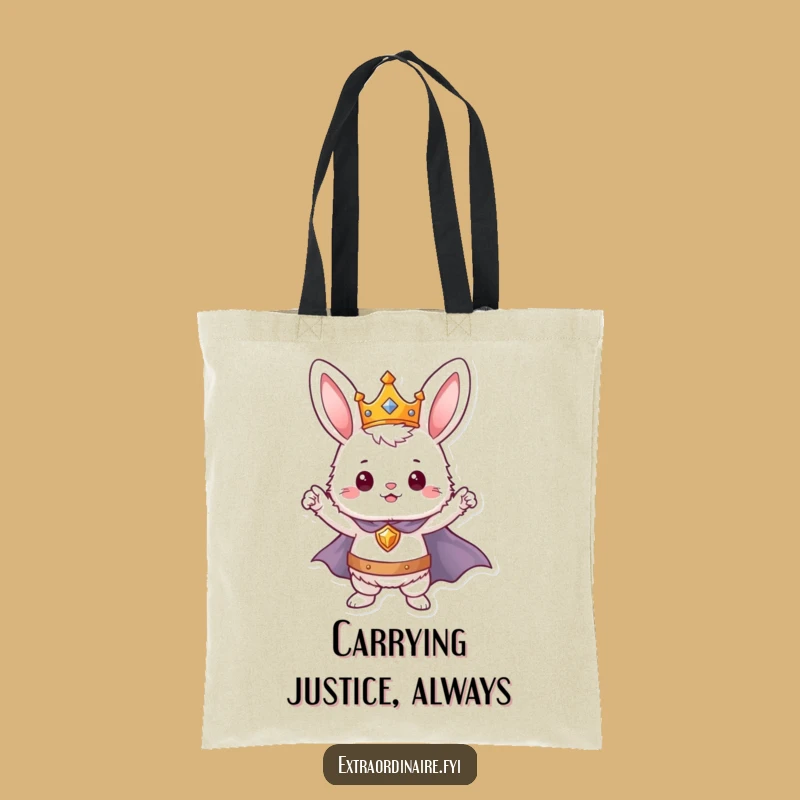 Funny Bunny Hero Tote Bag - Carry Your Essentials with Royal Flair