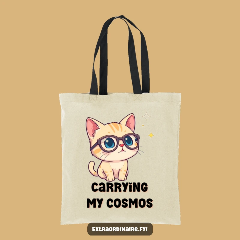 Curious Cat Starry Void Tote Bag: Carry Your Knowledge with Style, Practical Funny Gift