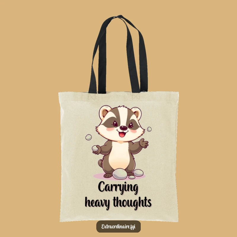 Funny Badger Pebble Juggle Tote Bag: Carry Your Fun with This Bag!