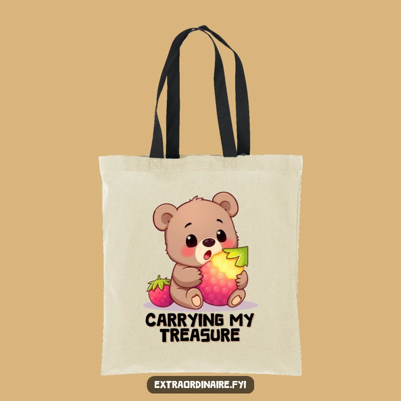 Funny Bear Cub Berry Tote Bag: Carry Your Surprises in Style