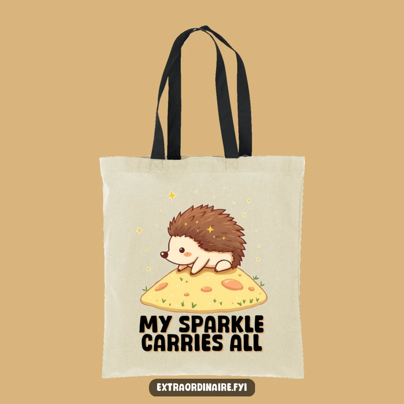 Funny Hedgehog Stardust Tote Bag: Magical Rolling Critter Carryall, Eco-Funny Gift