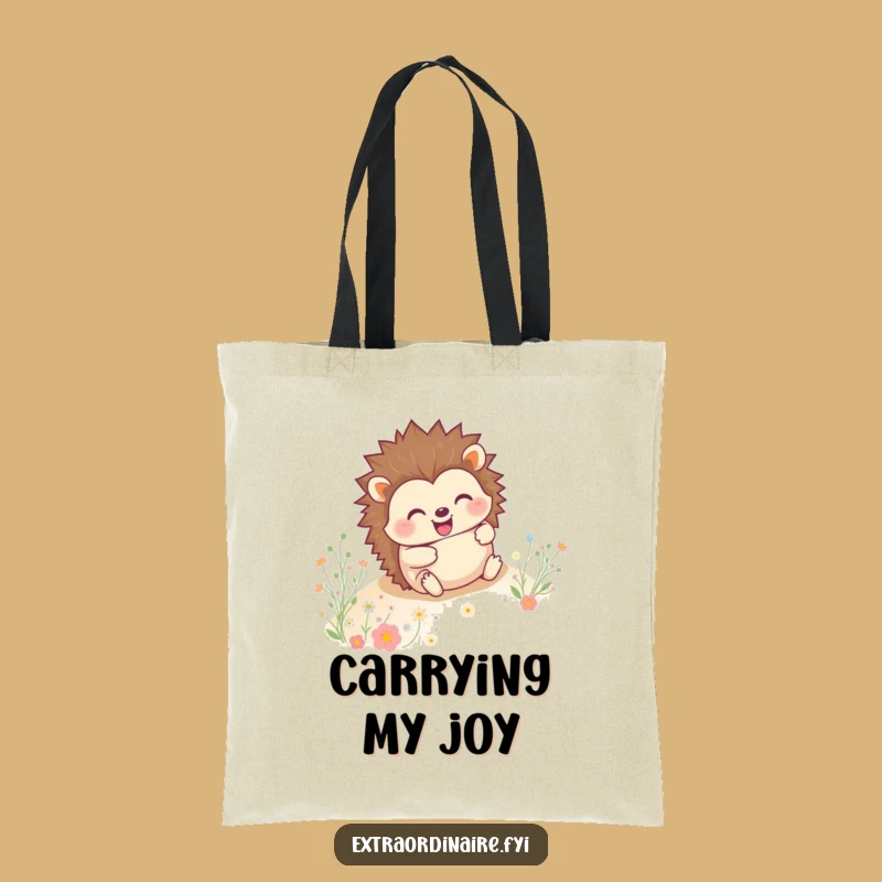 Funny Hedgehog Tote Bag - Reusable Rolling Critter Flower Bag Gift