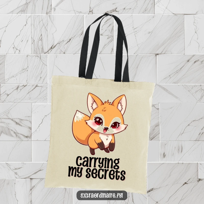 Funny Pouncing Fox Tote Bag depicting a mischievous fox leaping with a twinkle in its eye, a stylish and practical carryall.