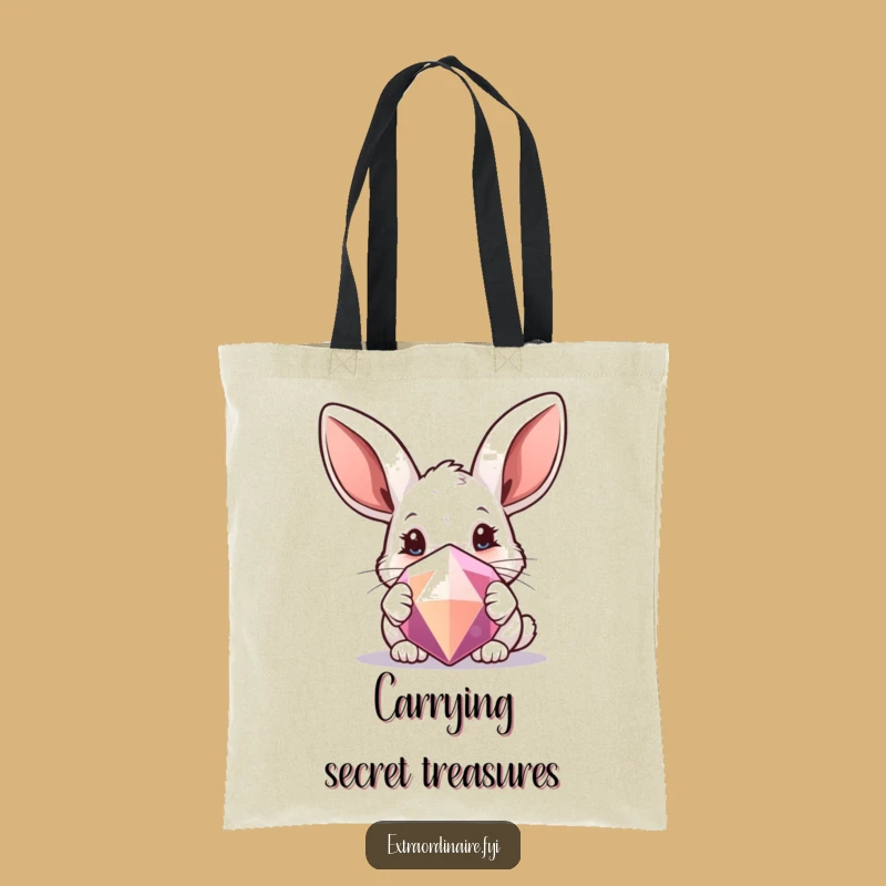Funny Rabbit Gem Tote Bag: Carry Your Treasures, Fun Gift