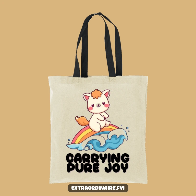 Funny Rainbow Animal Wave Tote Bag - Cheerful Carry-All for Everyday Adventures