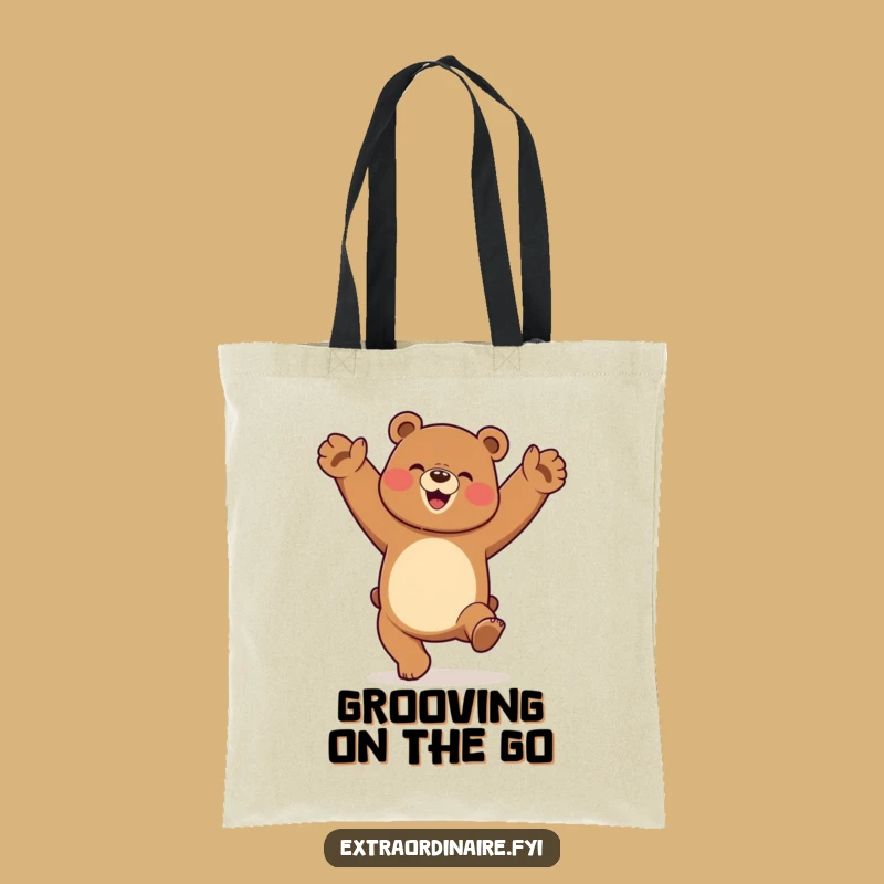 Funny Dancing Bear Tote Bag - Reusable Cartwheel Graphic Bag Gift
